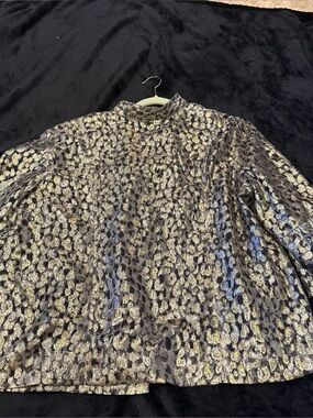Chico's Metallic Leopard-Print Tunic in Silver and Black